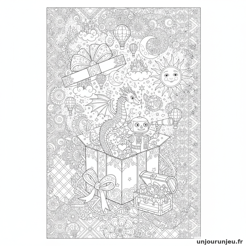 Coloriage Cadeau Cadeau Ouvert Surprise 05