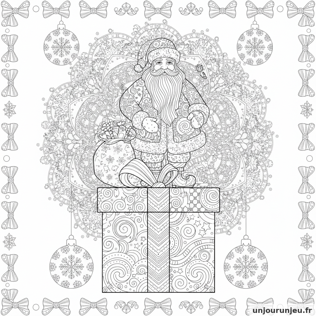 Coloriage Cadeau Cadeau Pere Noel 09