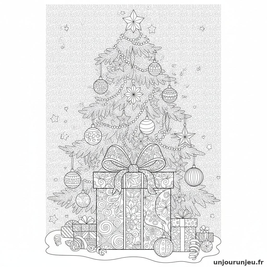 Coloriage Cadeau Cadeau Sapin 03
