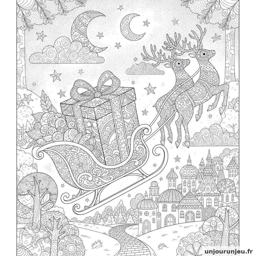 Coloriage Cadeau Cadeau Traineau 13