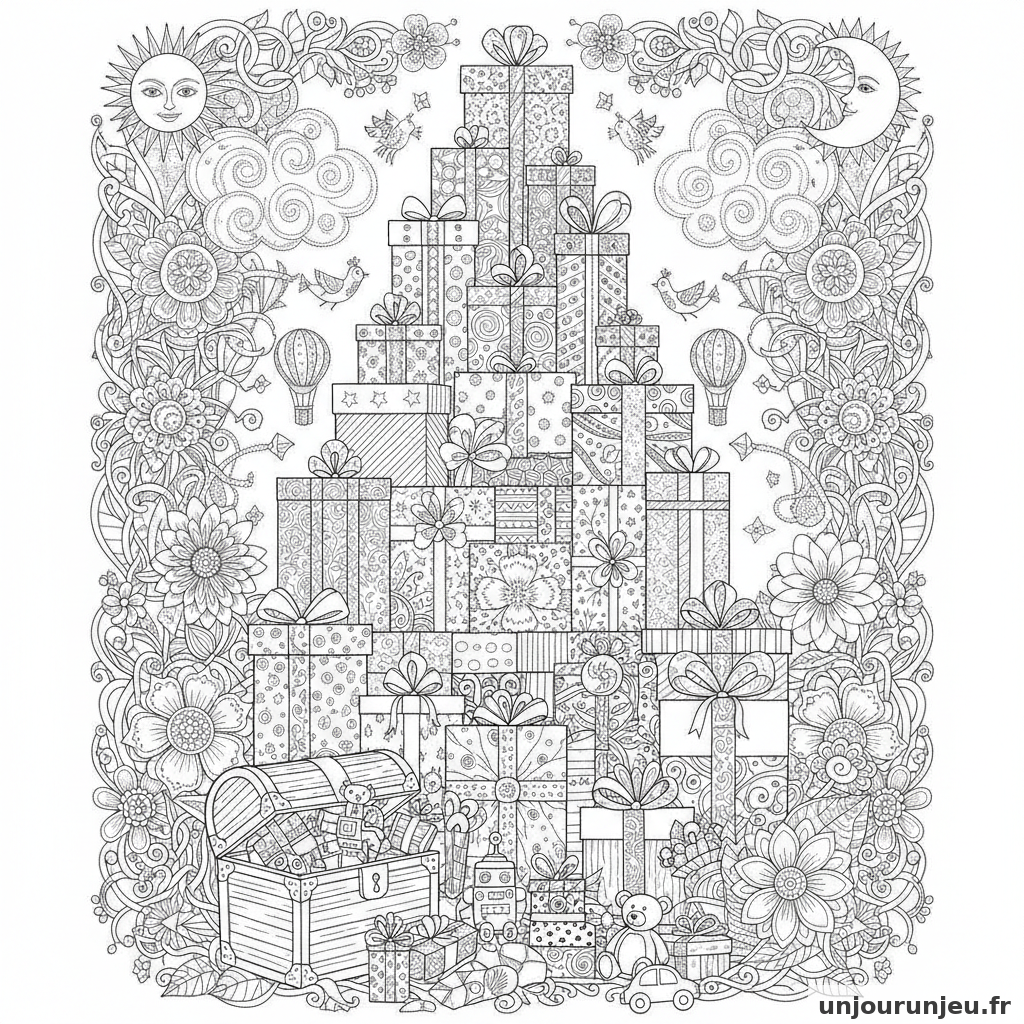 Coloriage Cadeau Cadeaux Pyramide 20