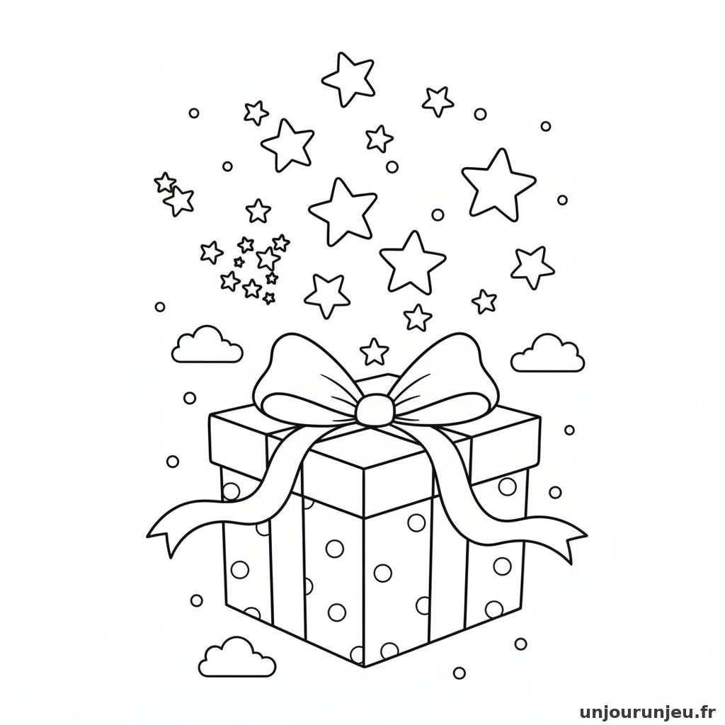 Coloriage Cadeau Cadeau Etoiles 06