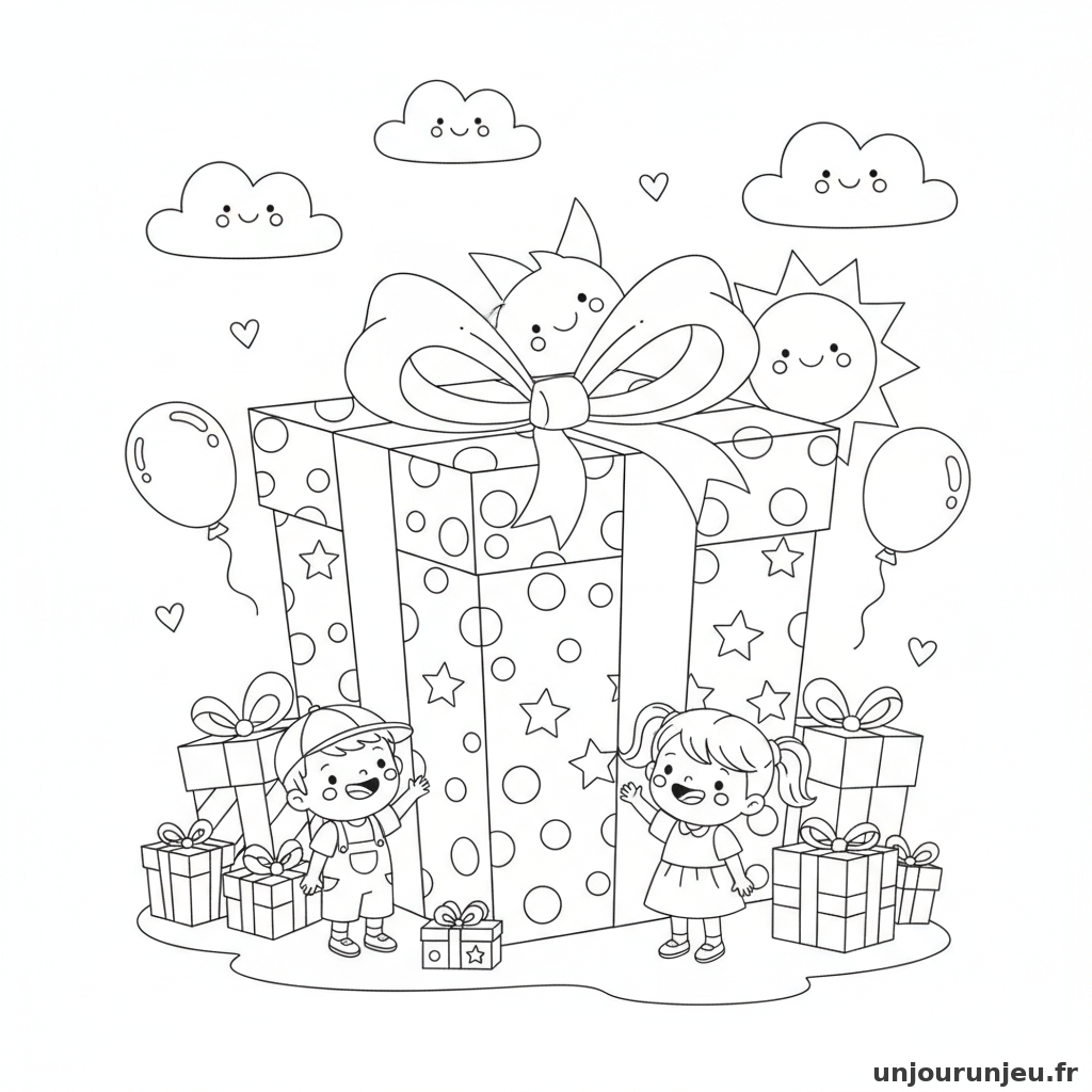 Coloriage Cadeau Cadeau Geant 11