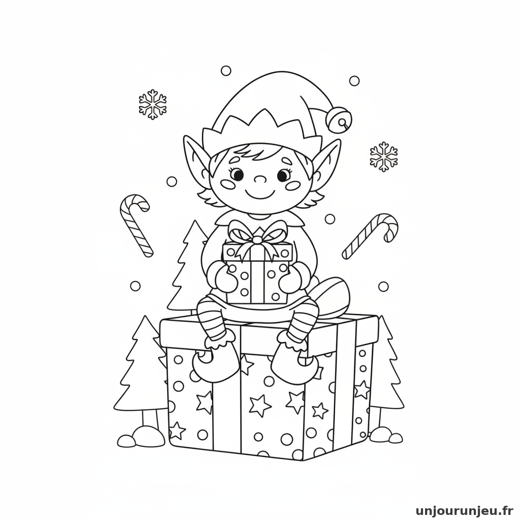 Coloriage Cadeau Cadeau Lutin 16