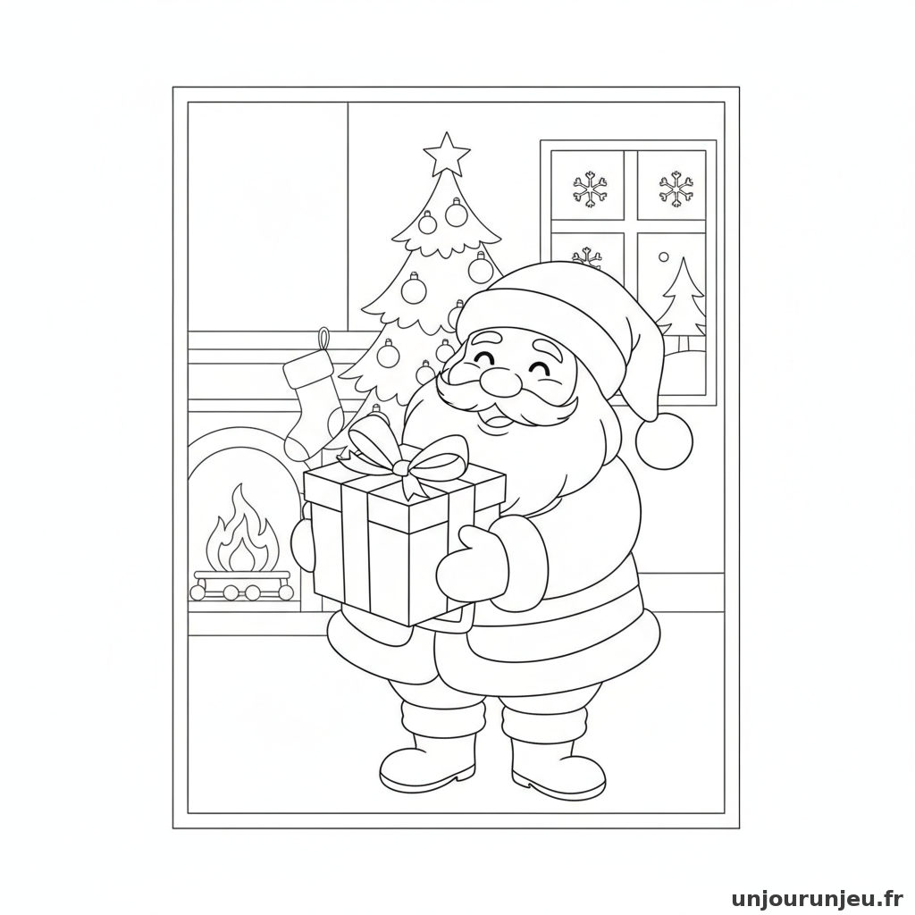 Coloriage Cadeau Cadeau Pere Noel 09