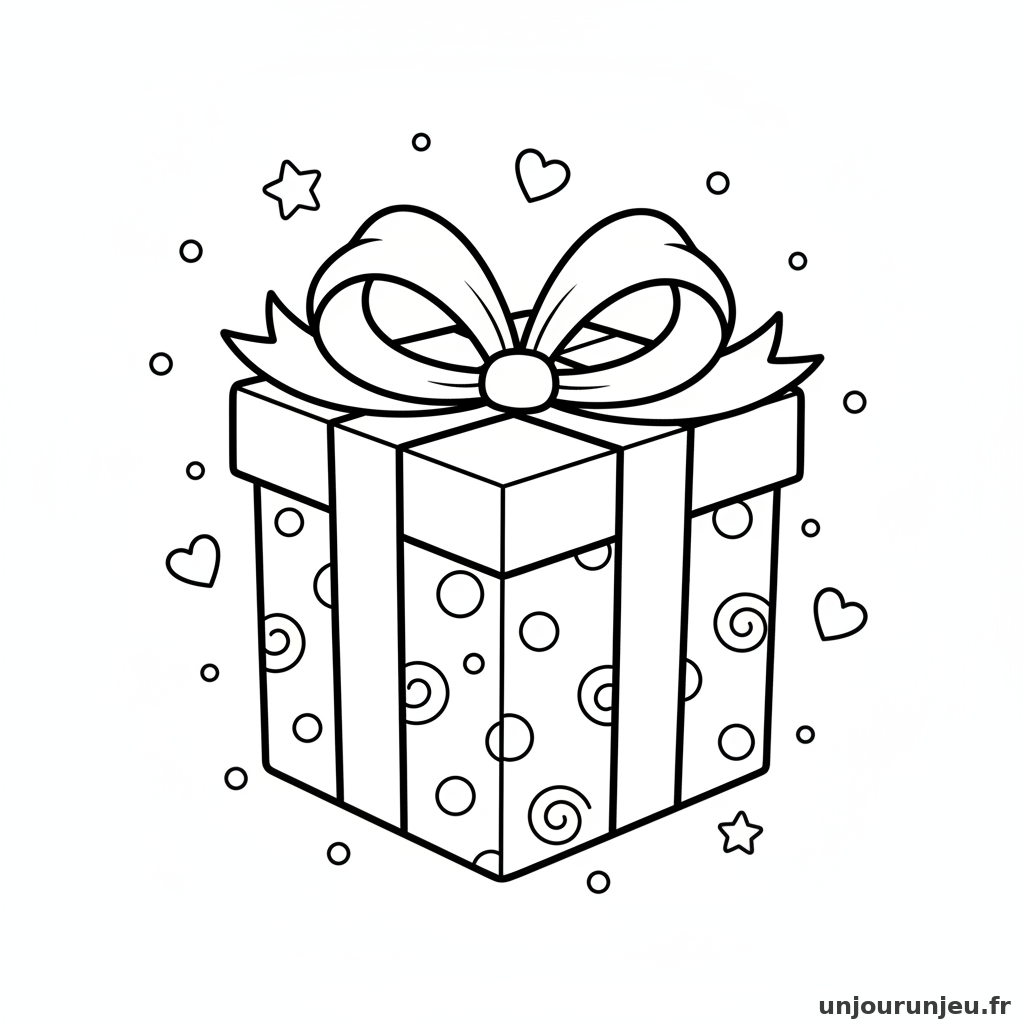 Coloriage Cadeau Cadeau Ruban 04