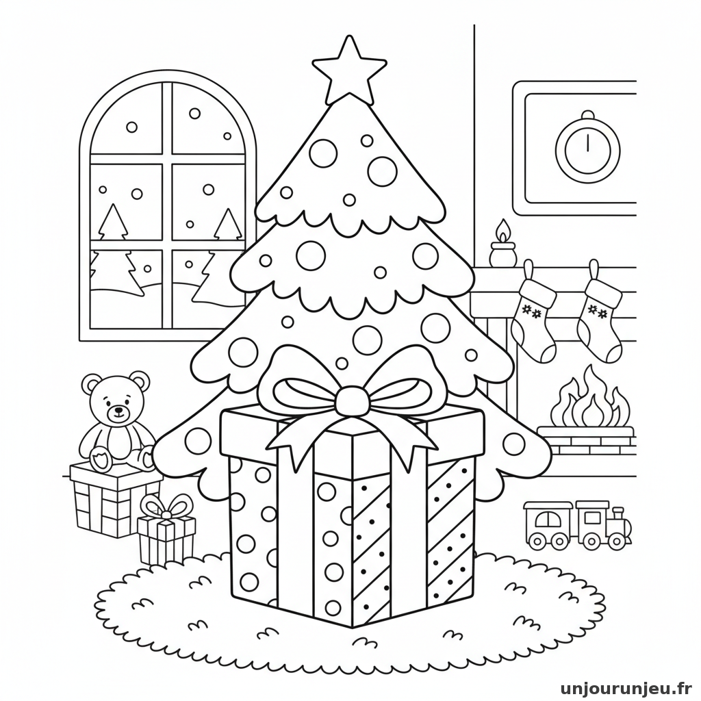Coloriage Cadeau Cadeau Sapin 03