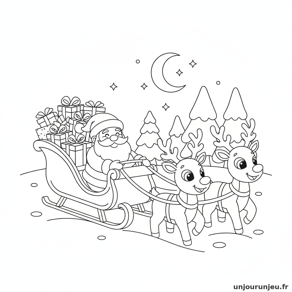Coloriage Cadeau Cadeau Traineau 13