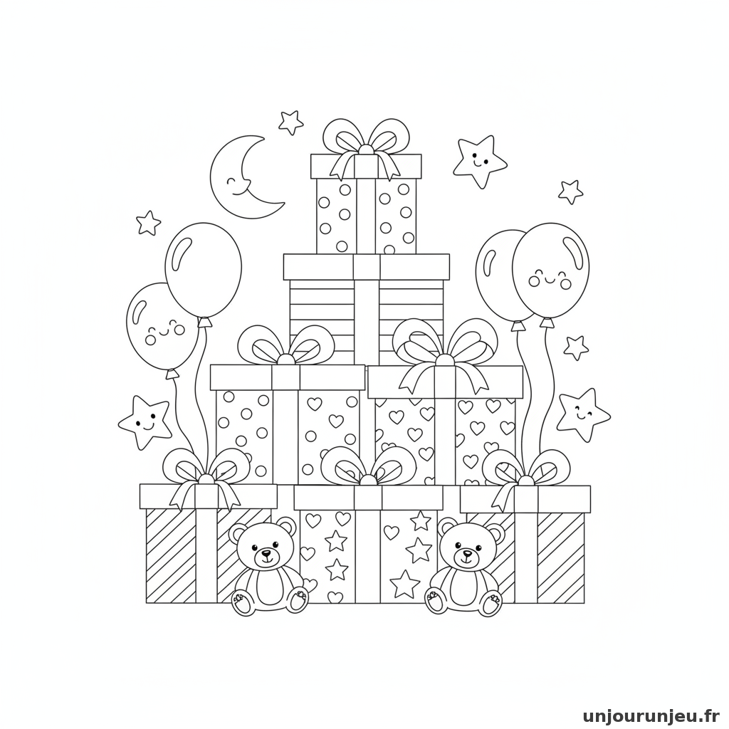 Coloriage Cadeau Cadeaux Pyramide 20