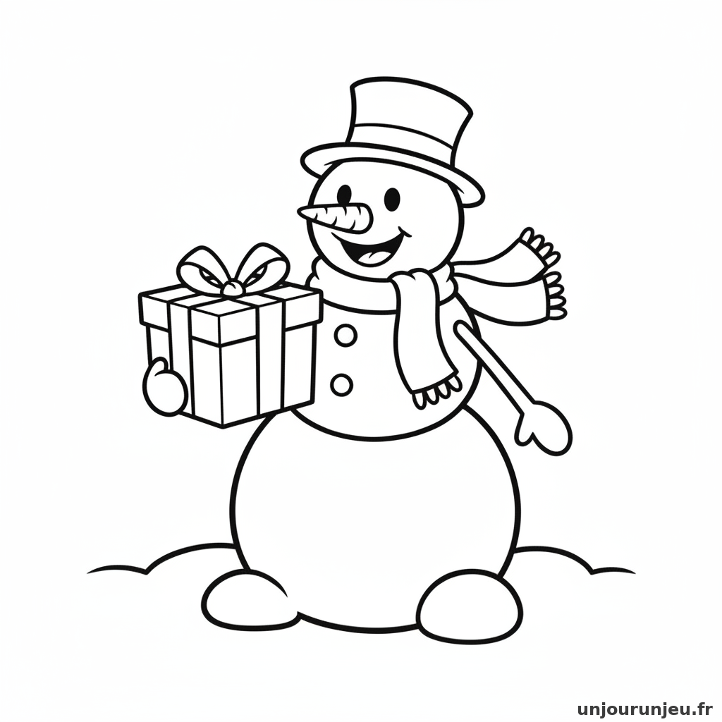 Coloriage Cadeau Cadeau Bonhomme Neige 08