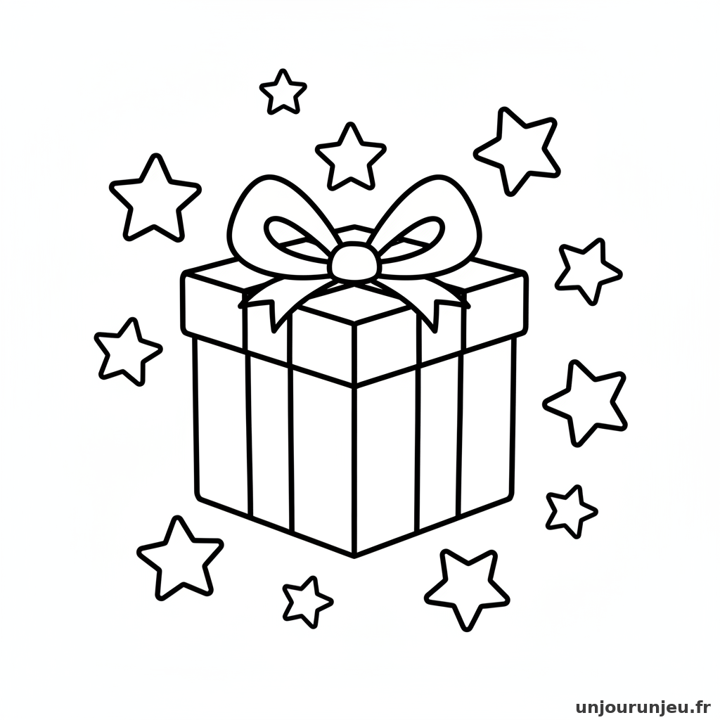 Coloriage Cadeau Cadeau Etoiles 06