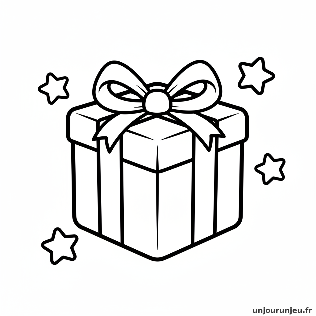 Coloriage Cadeau Cadeau Kawaii 07