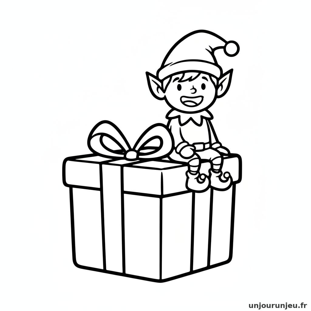 Coloriage Cadeau Cadeau Lutin 16