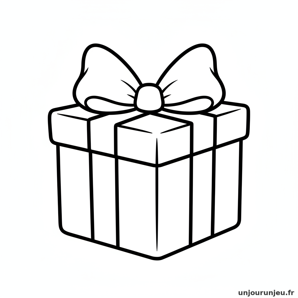 Coloriage Cadeau Cadeau Noel Noeud 01
