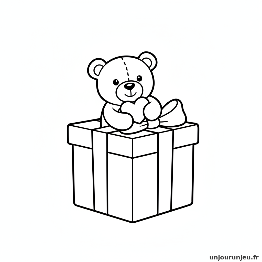Coloriage Cadeau Cadeau Ours Peluche 14