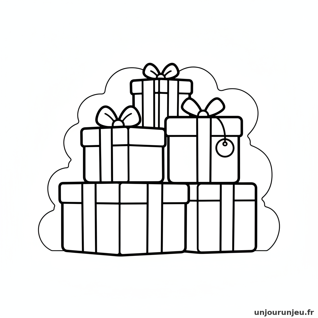 Coloriage Cadeau Pile Cadeaux 02