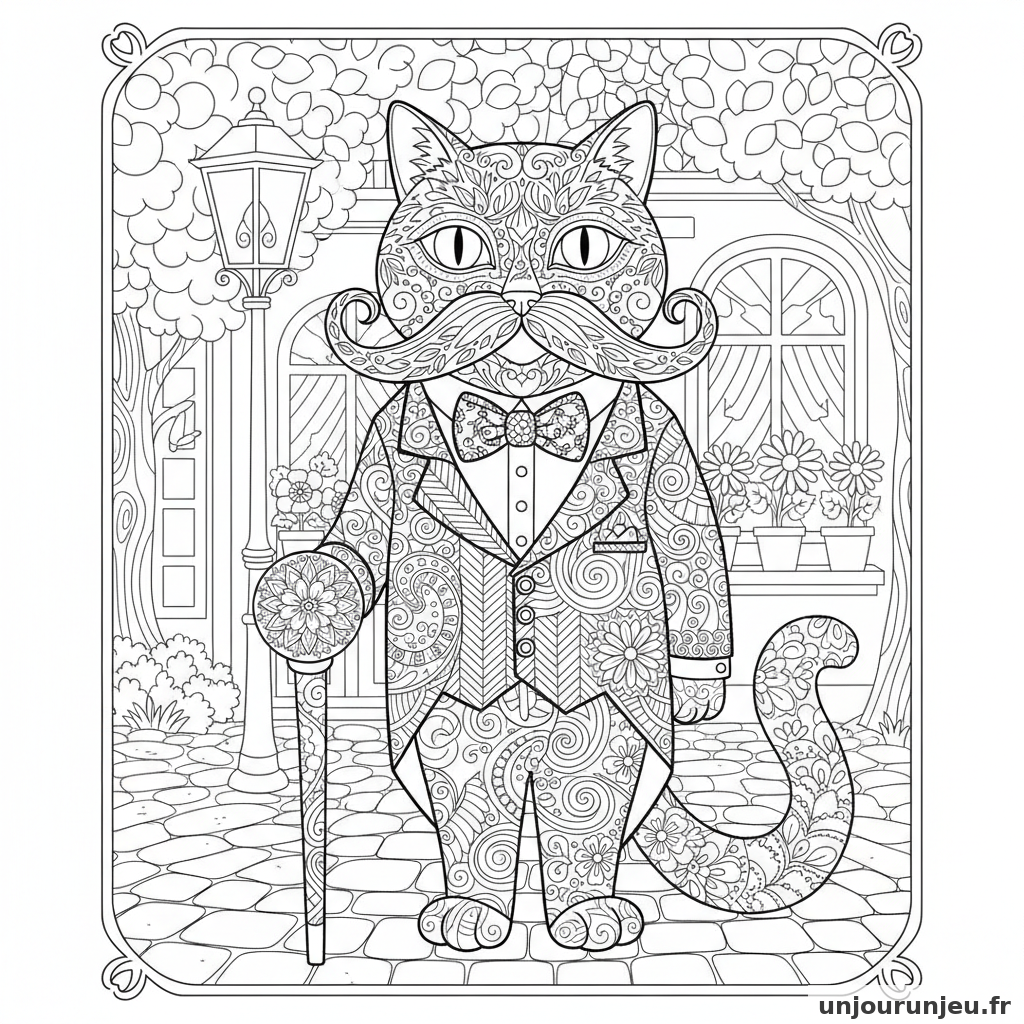 Coloriage Chat Chat Moustachu Frac Mille Details Motifs 17