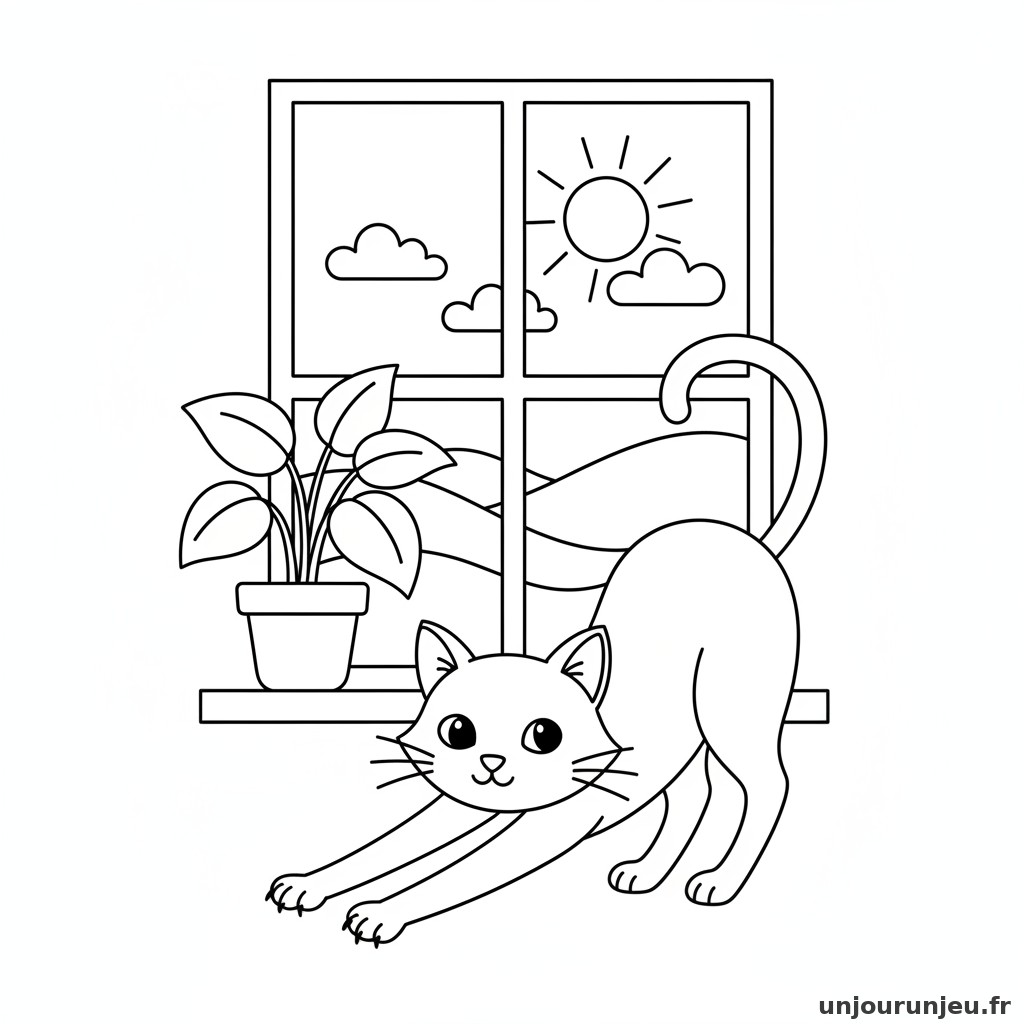 Coloriage Chat Chat Setire Devant Fenetre 14