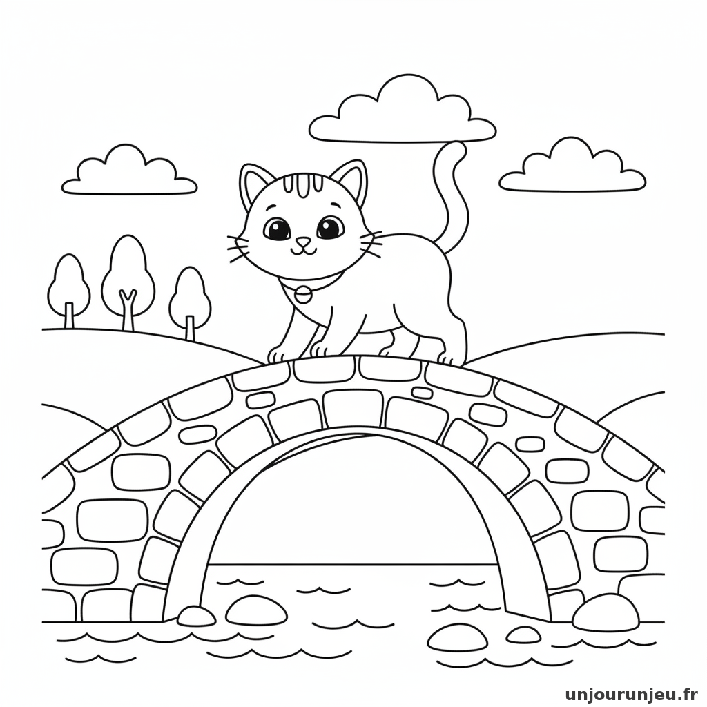Coloriage Chat Chat Traverse Pont Pierre 18