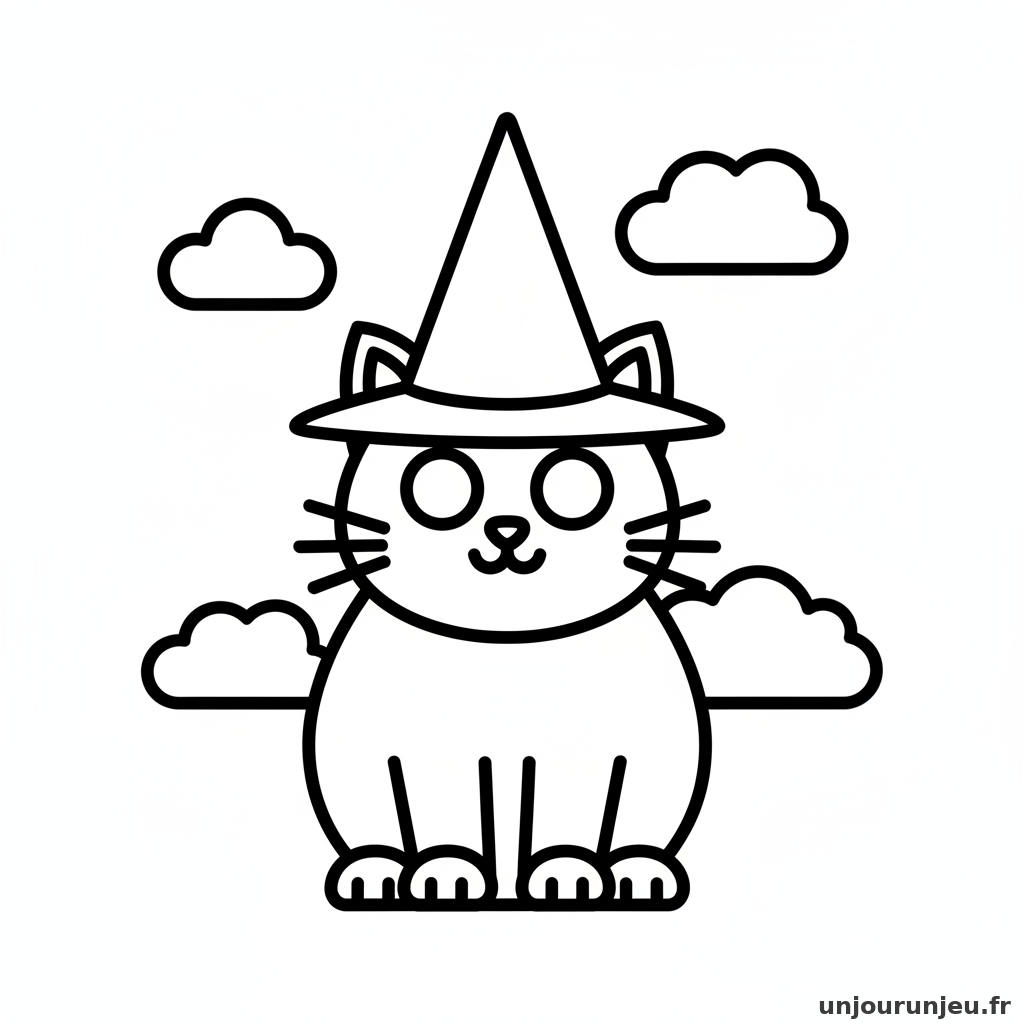 Coloriage Chat Chat Chapeau Pointu 15