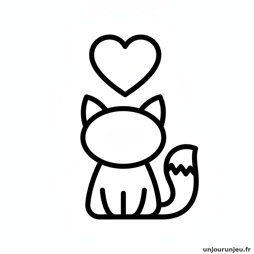 Coloriage Chat Chat Coeur Dessus Tete 12