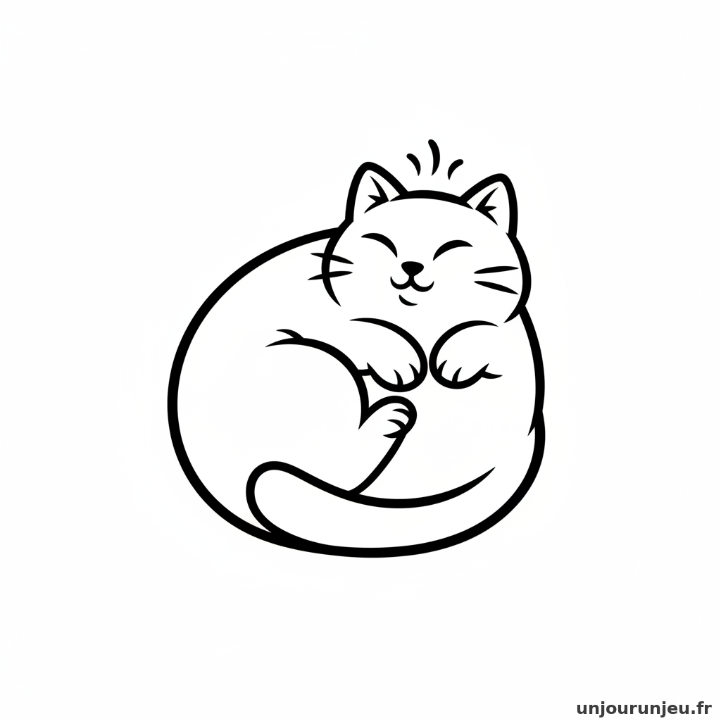 Coloriage Chat Chat Couche Ronronne 04