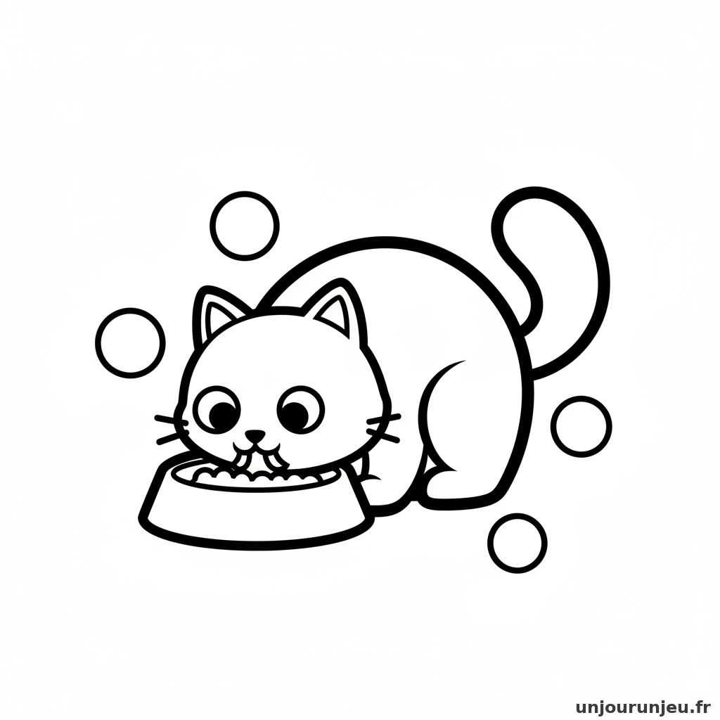 Coloriage Chat Chat Gamelle 06