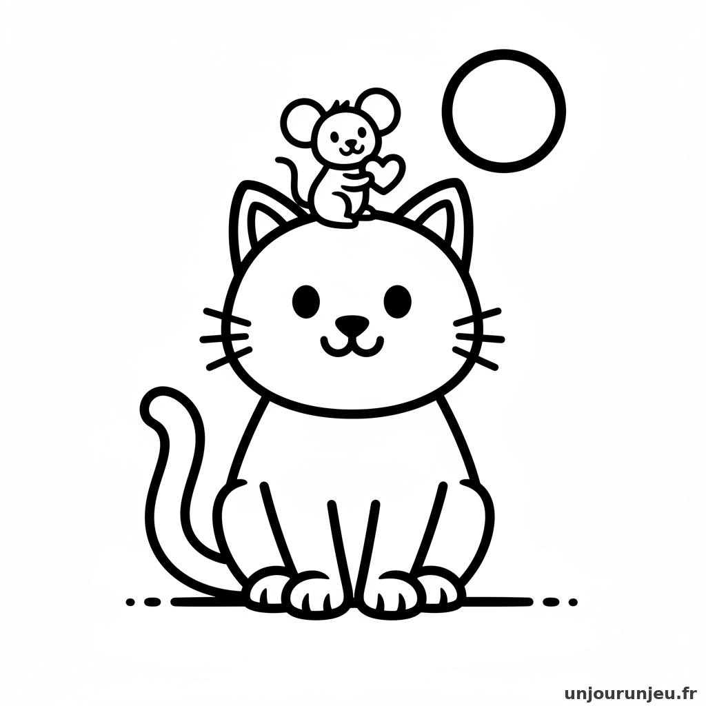 Coloriage Chat Chat Petite Souris Amie 07