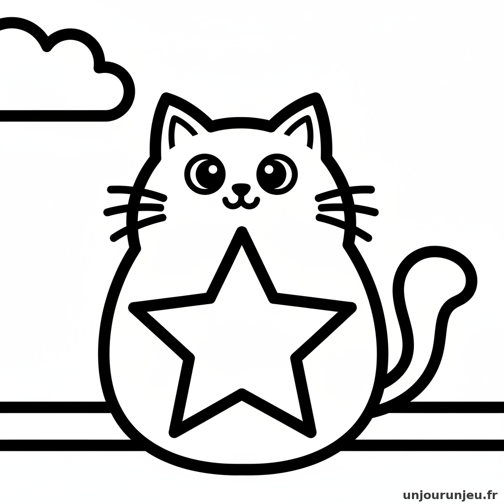 Coloriage Chat Chaton Grosse Etoile Ventre 10
