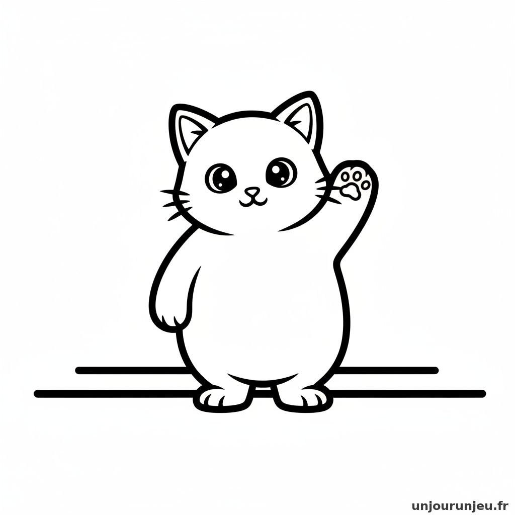 Coloriage Chat Chaton Salue Patte 18