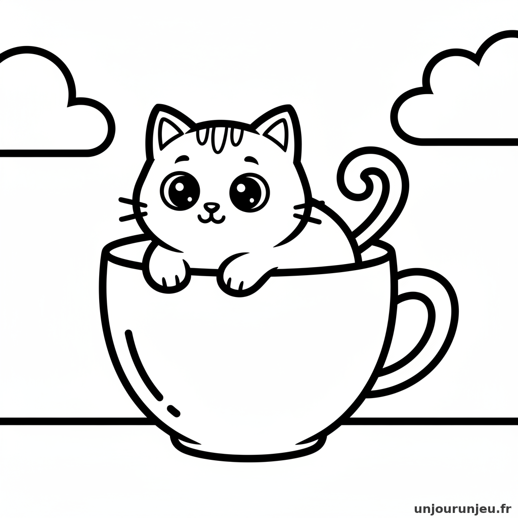 Coloriage Chat Chaton Tasse Geante 14