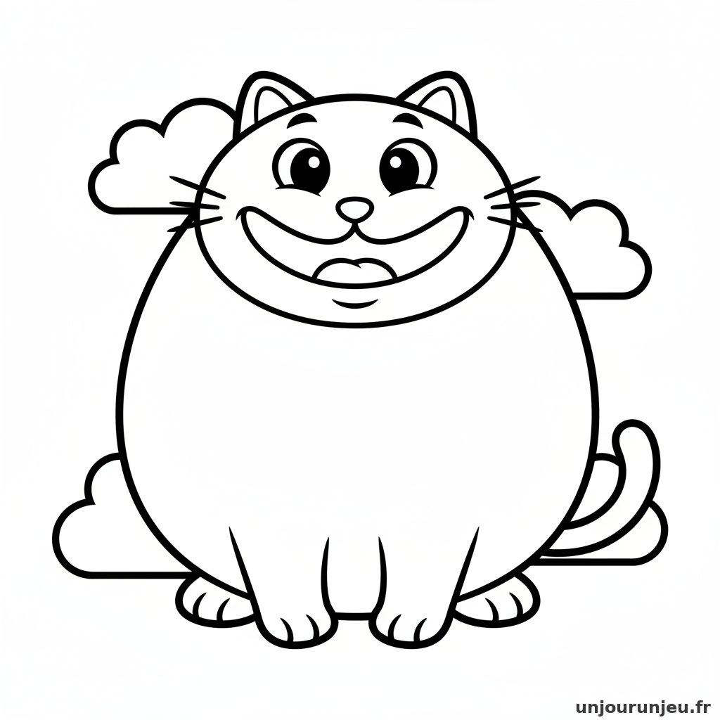 Coloriage Chat Gros Chat Rond Grand Sourire 01