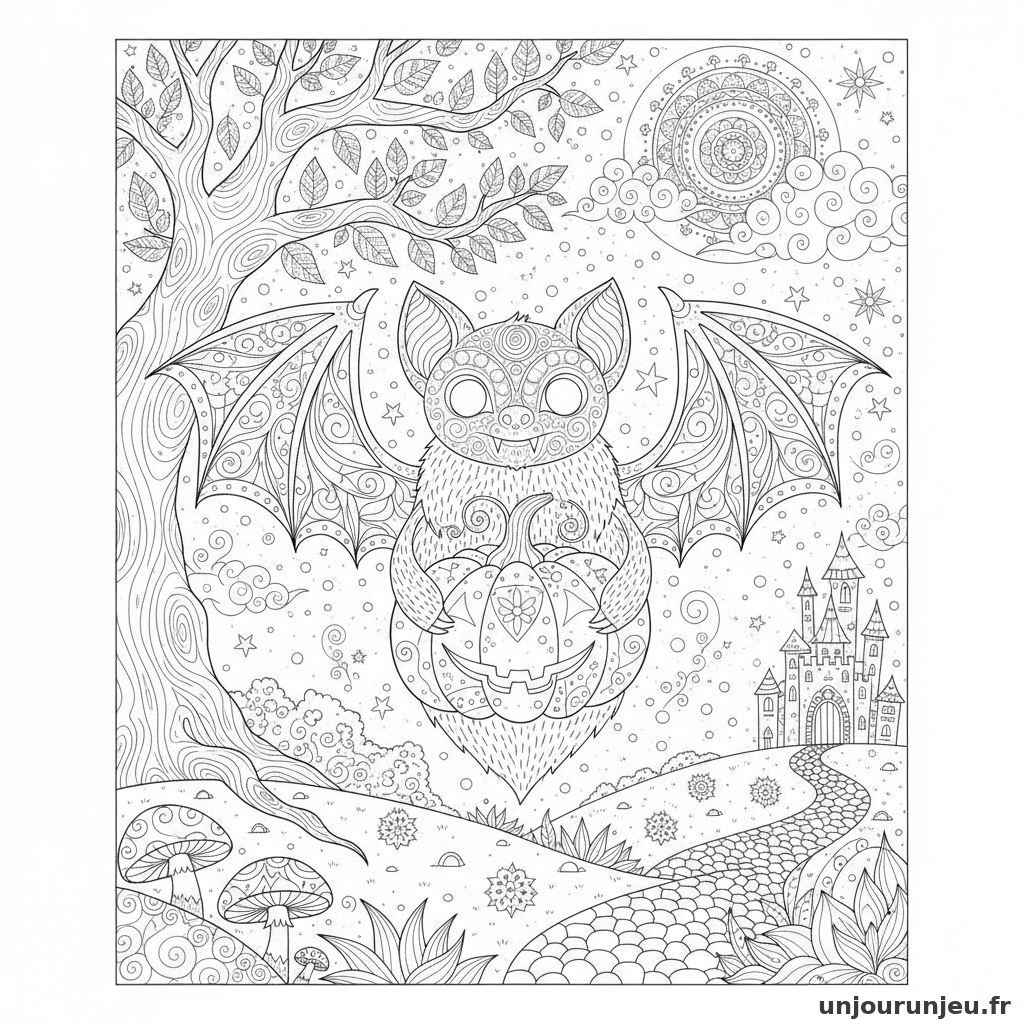 Coloriage Chauve Souris Chauve Souris Citrouille 03