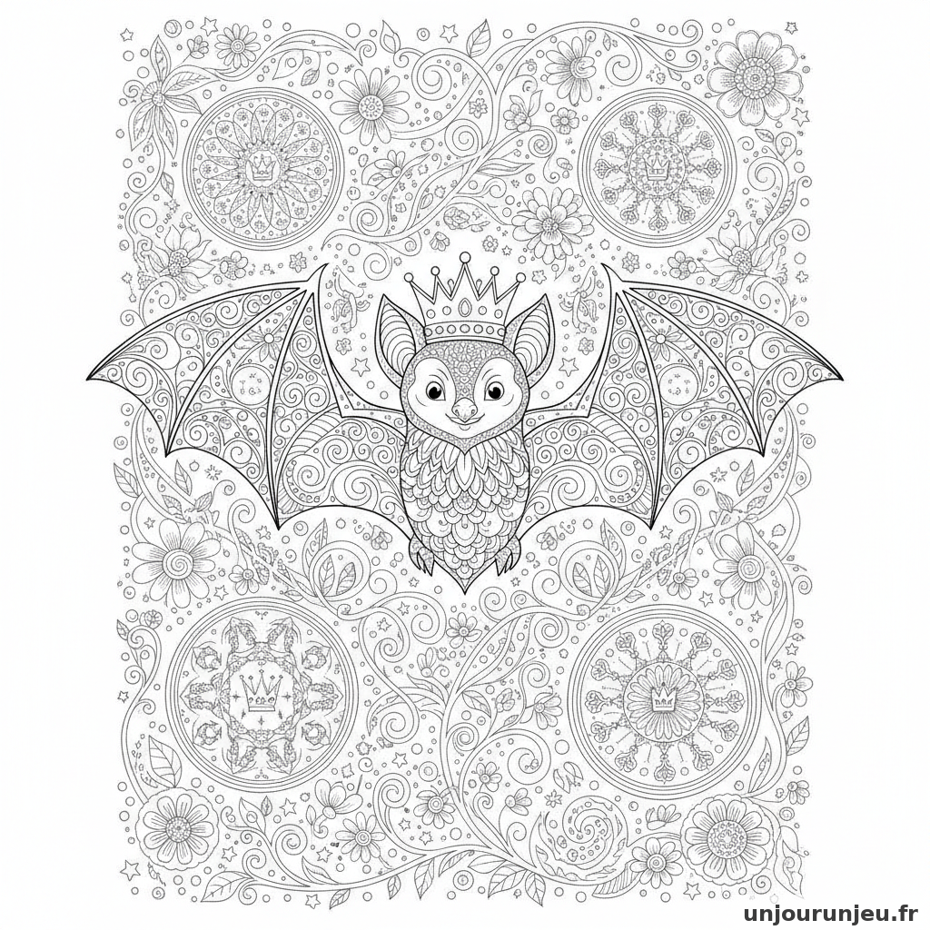Coloriage Chauve Souris Chauve Souris Couronne 16