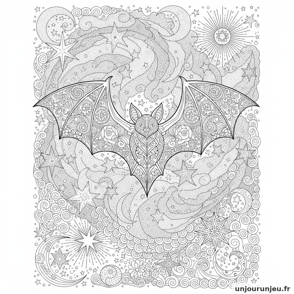 Coloriage Chauve Souris Chauve Souris Etoiles 08
