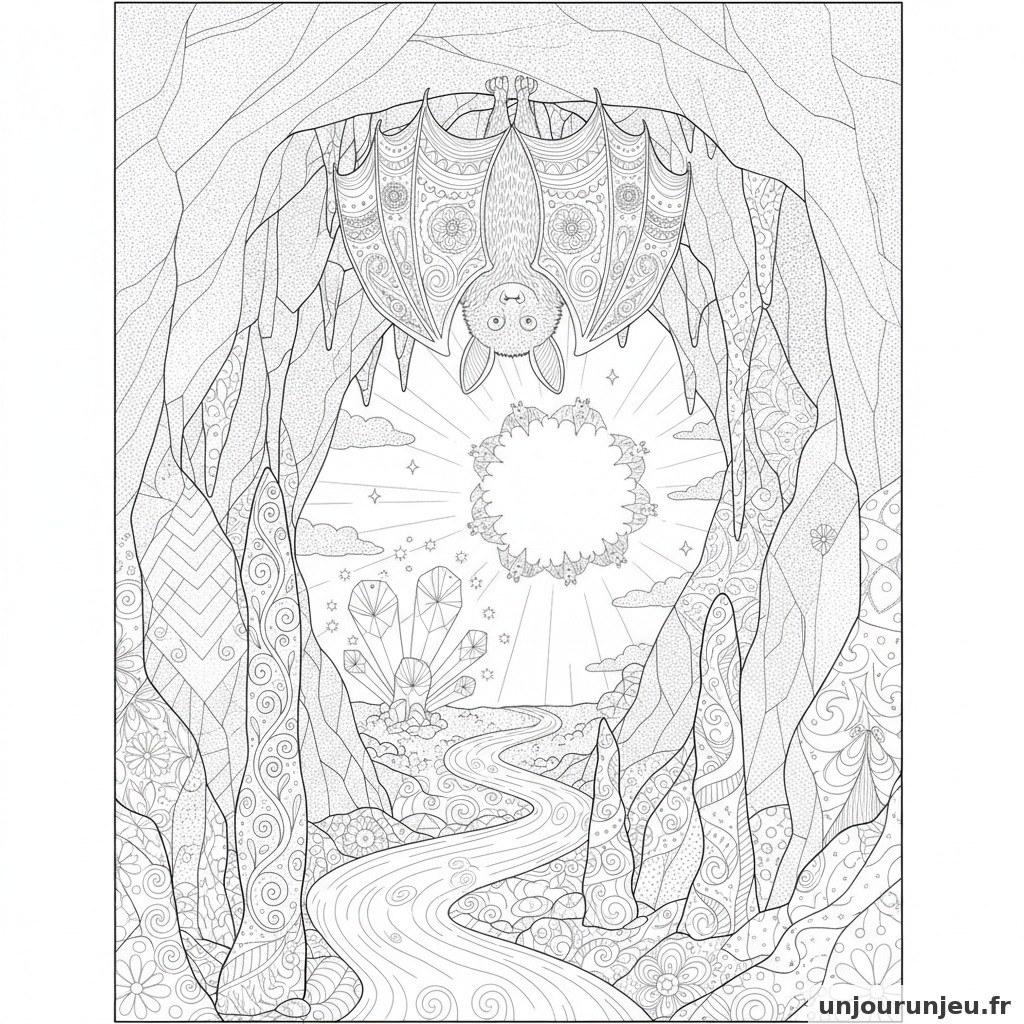 Coloriage Chauve Souris Chauve Souris Grotte 10