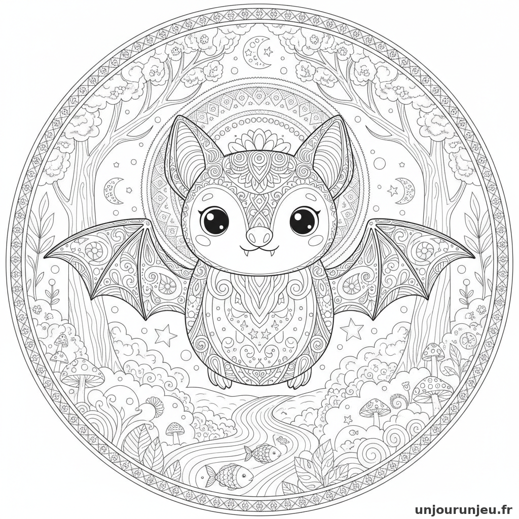 Coloriage Chauve Souris Chauve Souris Kawaii 18