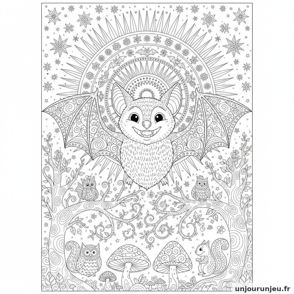 Coloriage Chauve Souris Chauve Souris Souriante 01