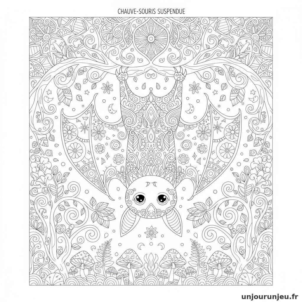 Coloriage Chauve Souris Chauve Souris Suspendue 04