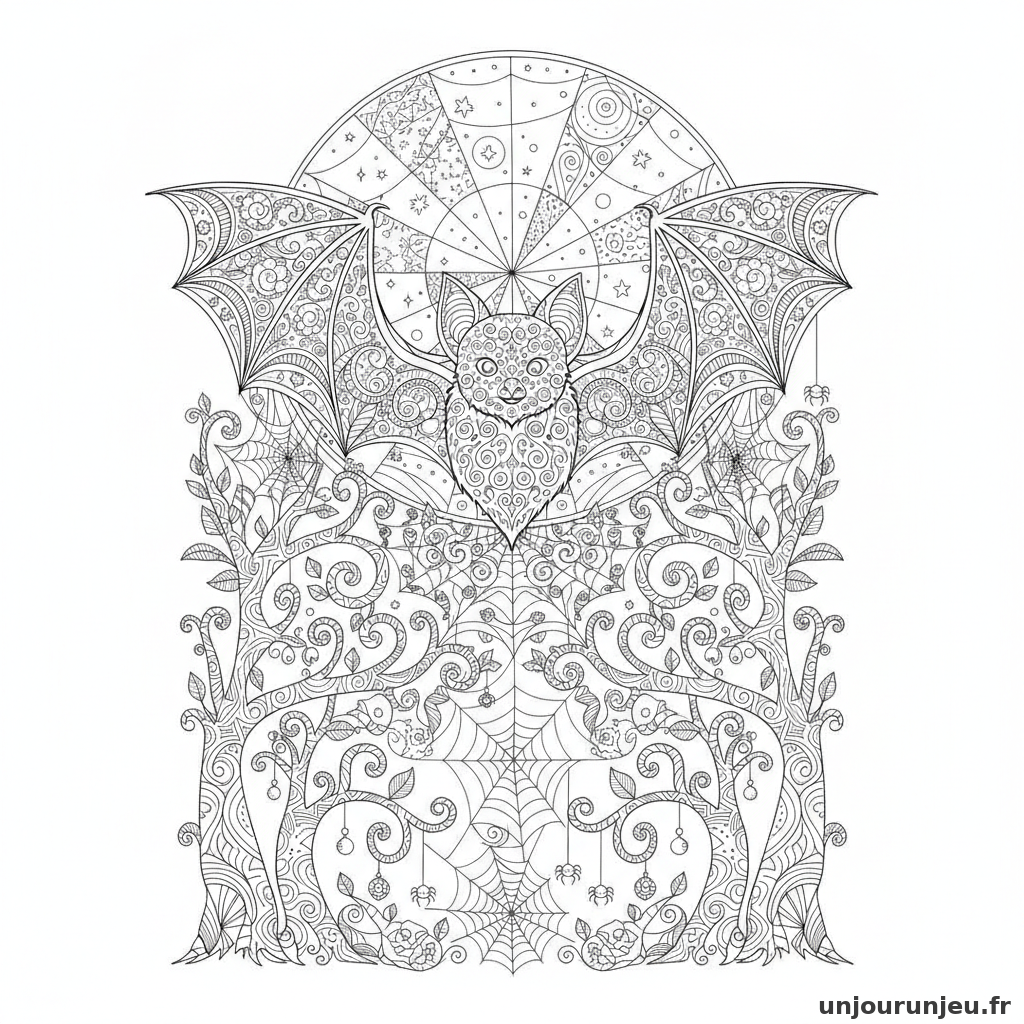 Coloriage Chauve Souris Chauve Souris Toile Araignee 13