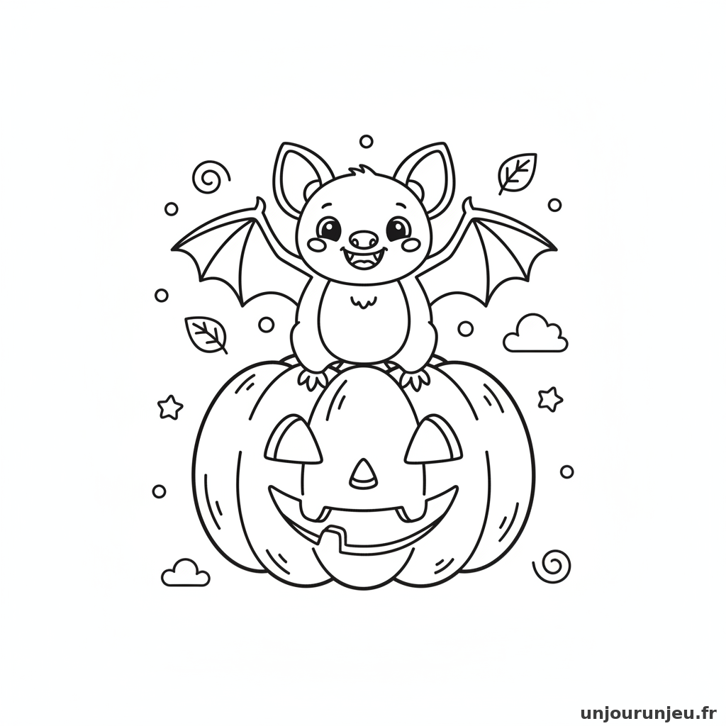 Coloriage Chauve Souris Chauve Souris Citrouille 03