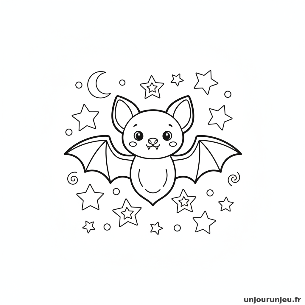 Coloriage Chauve Souris Chauve Souris Etoiles 08