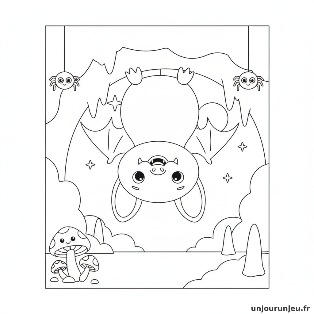 Coloriage Chauve Souris Chauve Souris Grotte 10