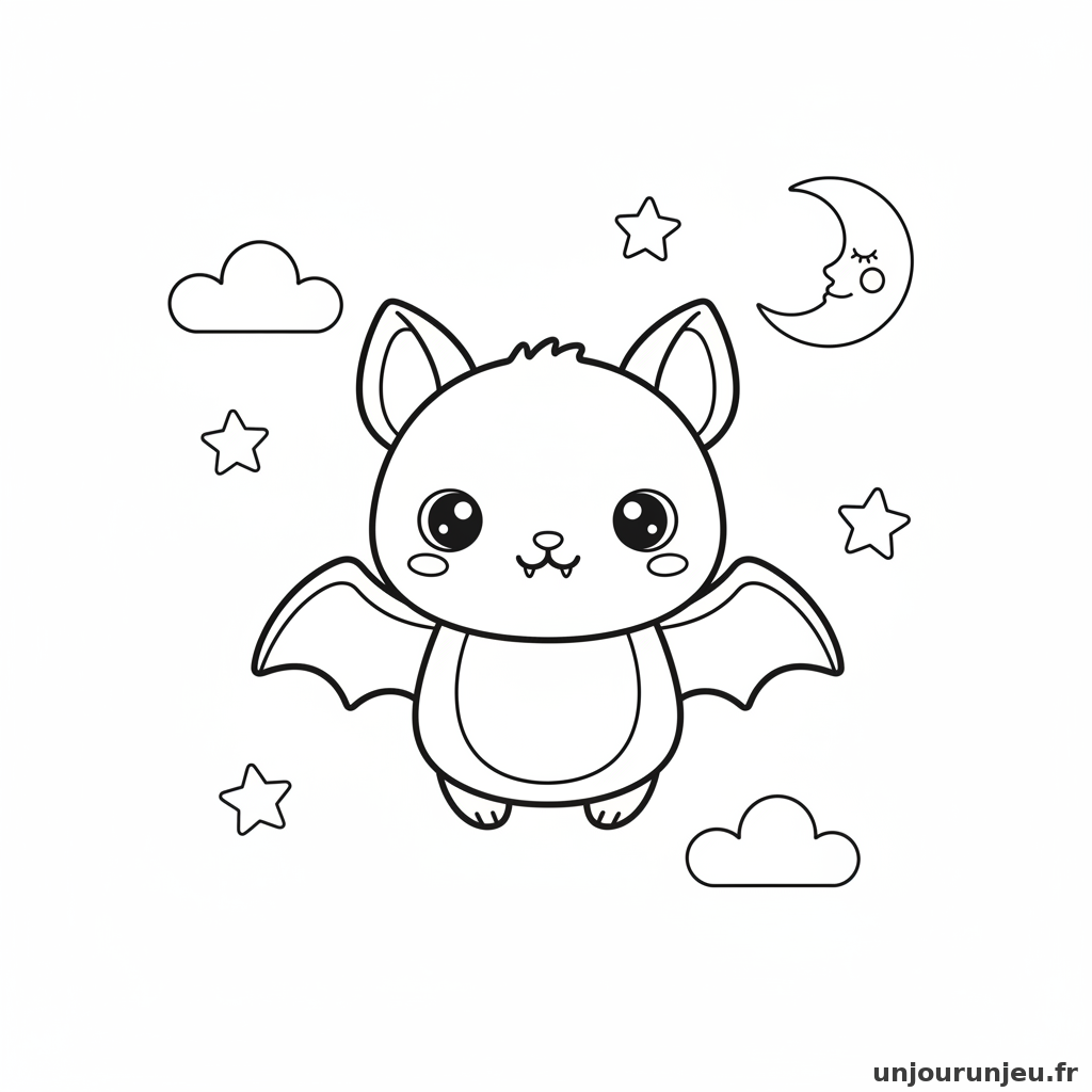 Coloriage Chauve Souris Chauve Souris Kawaii 18