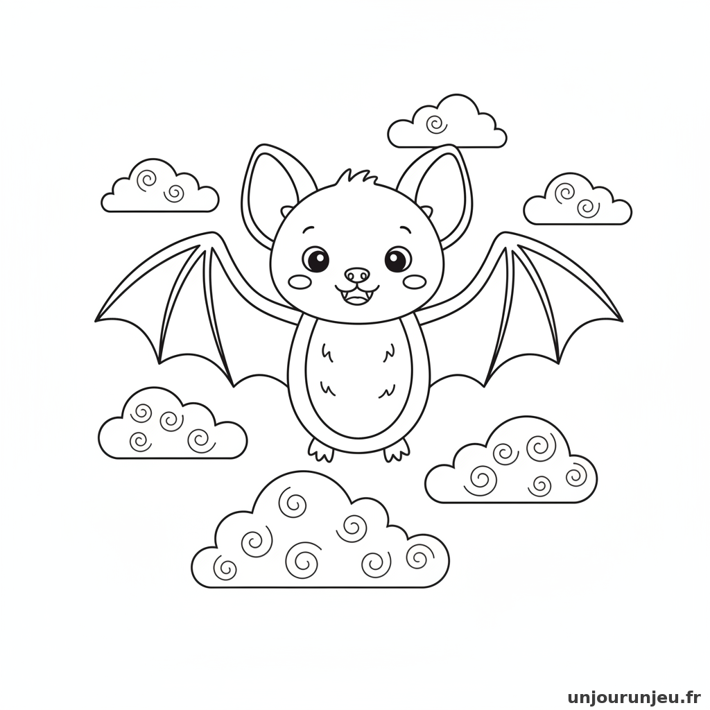 Coloriage Chauve Souris Chauve Souris Nuages 20