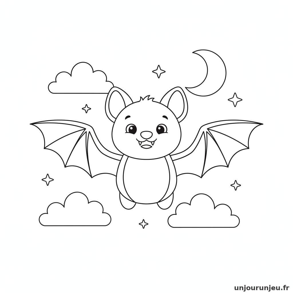 Coloriage Chauve Souris Chauve Souris Souriante 01