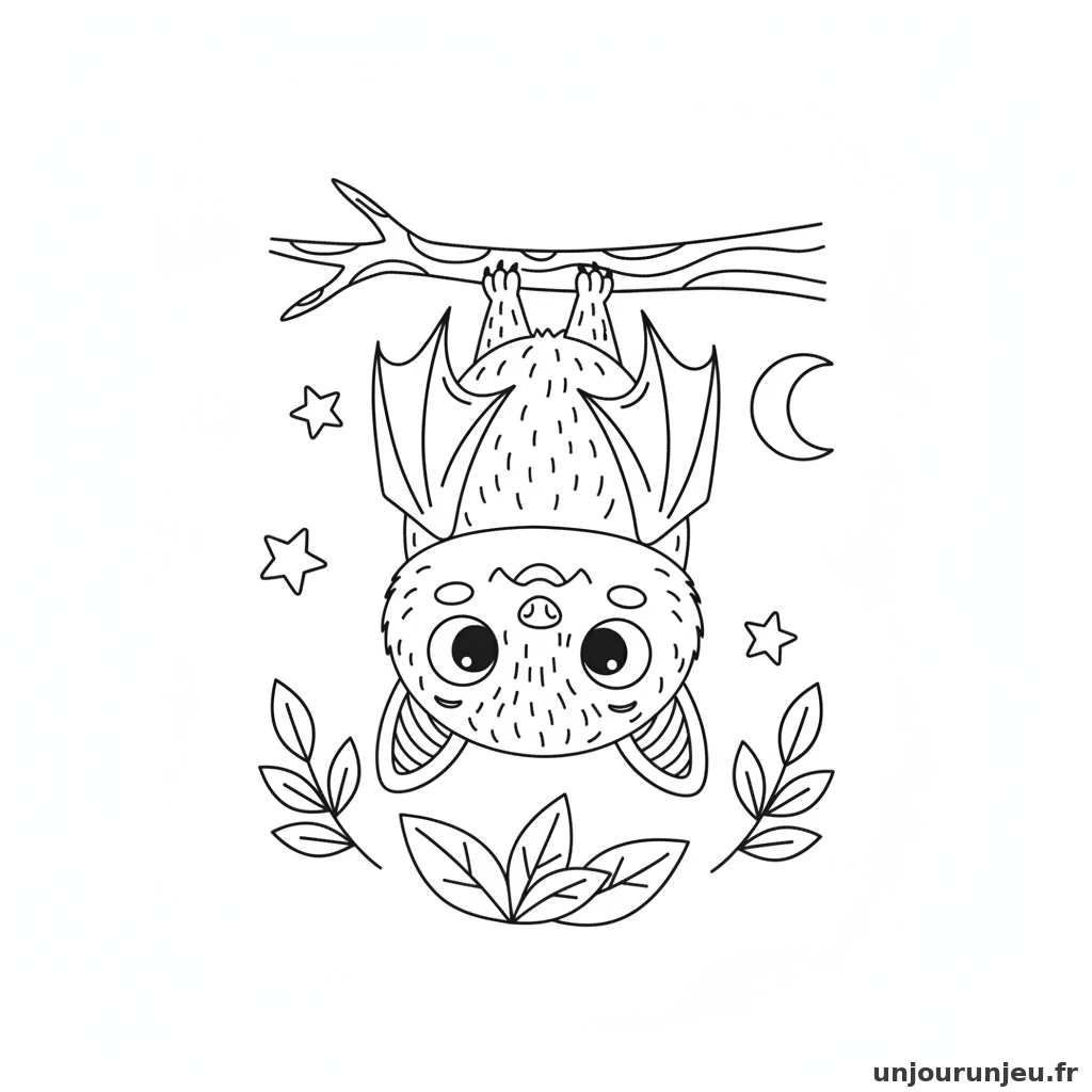 Coloriage Chauve Souris Chauve Souris Suspendue 04