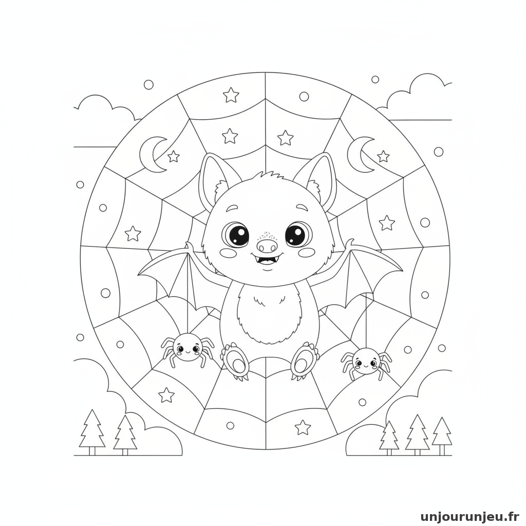 Coloriage Chauve Souris Chauve Souris Toile Araignee 13