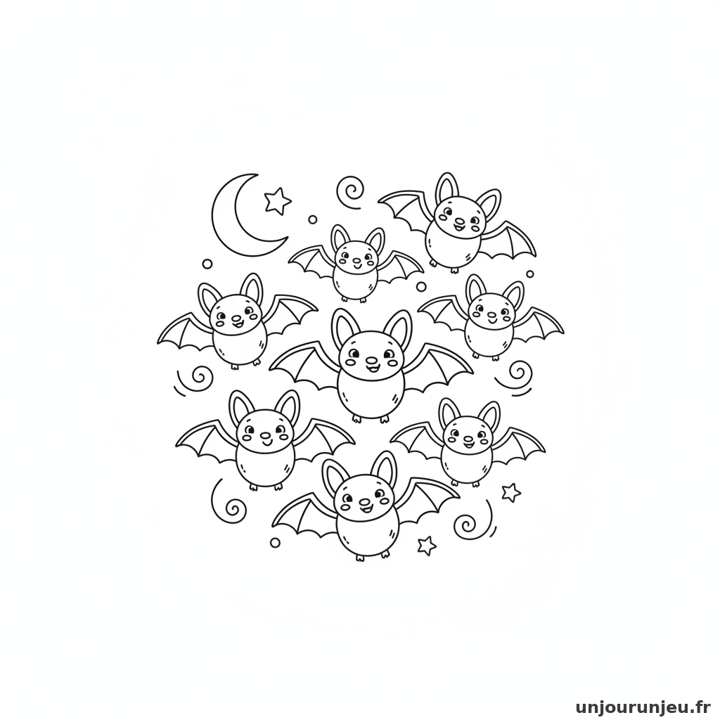 Coloriage Chauve Souris Groupe Chauve Souris 12