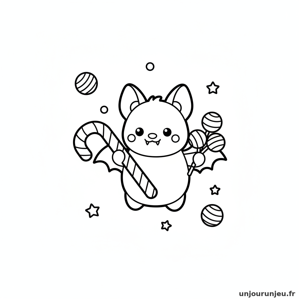 Coloriage Chauve Souris Chauve Souris Bonbons 09